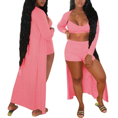 Summer Pink 3 Piece Casual Shorts Set