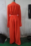 Summer Sexy Transparent Red Loose Jumpsuit with Full Sleeves