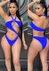 Summer Blue Sexy O-Ring One-Piece Halter Swimwear