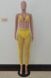Summer Yellow Fishnet Bra and Pants 2pc Beachwear