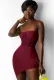 Summer Red Sexy Strapless Irregular Bodycon Dress
