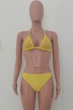 Summer Yellow Fishnet Bra and Pants 2pc Beachwear