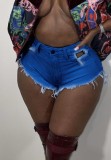 Summer Sexy High Cut Dark Blue High Waisted Denim Shorts