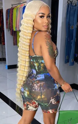 Summer Print Sexy Strap Bodycon Rompers