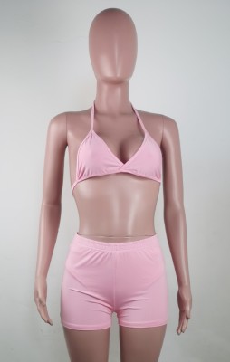 Summer Sexy Pink Bra and Shorts 3pc Set
