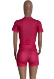 Summer Sports Rose Print Shirt and Shorts 2pc Set
