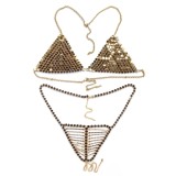 Summer Golden Beaded Sexy Bra and Panty Set