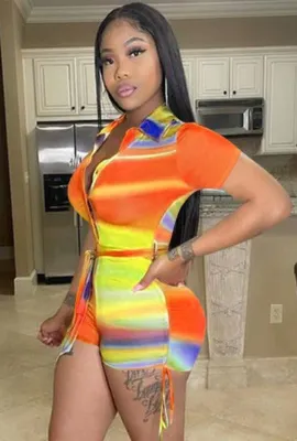 Summer Sexy Rainbow Short Sleeve Bodycon Rompers