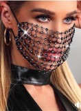 Summer Beaded Fishnet Party Black Face Cover