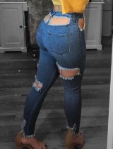 Summer Sexy Fit Cut Out Blue Jeans