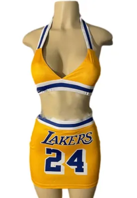 Summer Sports Print Halter Bra and Mini Skirt 2PC Set