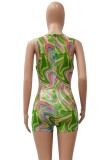 Summer Multicolor Sleeveless Bodycon Rompers with Panty