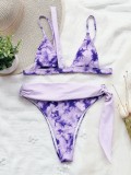 Two-Piece Purple Tie Dye Print Swimwear