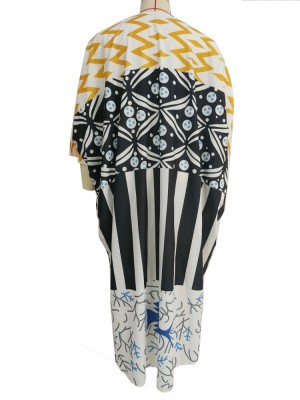 Summer Print Bat Sleeves Abaya Muslim Long Robe