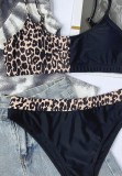 Two-Piece Black Leopard Patch Swimwear