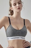 Summer Sports Print Grey Yoga Strap Bra