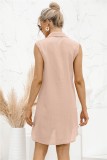 Summer Casual Pink High Low Sleeveless Blouse Dress