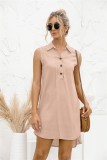 Summer Casual Pink High Low Sleeveless Blouse Dress