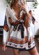 Summer Butterfly Print Wrap Blouse Dress with Full Sleeves