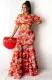 Summer Floral Off Shoulder Crop Top and Matching Long Skirt Set