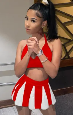 Summer Sports Red Halter Bra and Tutu Skirt Set