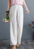 Summer Casual Solid Drawstrings Wide Trousers