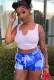 Summer Short White Strings Vest and Print Shorts 2 Piece Set