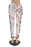 Summer Casual Print Tassels High Waist Trousers