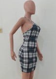 Summer Sexy Plaid Print Halter Mini Dress