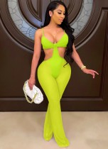 Summer Party Sexy Cut Out Green Strap Jumpsuit