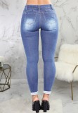 Summer Sexy Fitted Light Blue Ripped Jeans