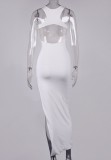 Summer Formal White Sleeveless Slit Long Dress