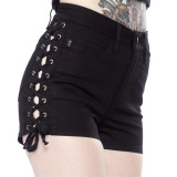 Stylish Side Lace-up High Waist Jeans Shorts 24961-1