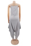Summer Casual Grey Strap Loose Jumpsuit