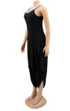 Summer Casual Black Strap Loose Jumpsuit