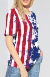 Summer Flag Print V-Neck Regular Shirt