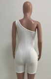 Summer White Knit Sexy One Shoulder Bodycon Rompers