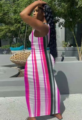 Summer Multicolor Stripes Long Tank Dress