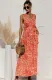 Summer Casual Print Orange Sleeveless V-Neck Long Dress