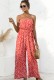 Summer Casual Print Red Strapless Jumpsuit