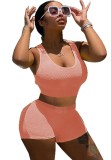 Summer Casual Pink Tight Vest and Shorts Matching Set