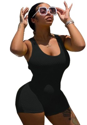 Summer Casual Sexy Black Sleeveless Bodycon Rompers