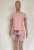 Summer Casual Shirt and Matching Tie Dye Shorts 2 Piece Set