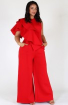 Summer Formal Plus Size Red Wide Legges Jumpsuit