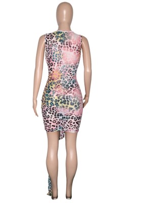 Summer Sexy Leopard Sleeveless Strings Bodycon Dress