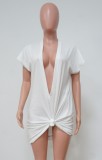 Summer White Sexy Plunging Dress Cover-Up