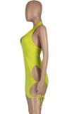 Summer Green Cut Out Sexy Strings Halter Bodycon Dress