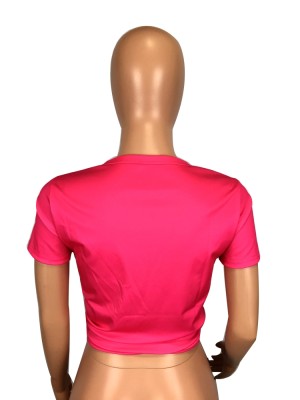 Summer Casual Pink Print Tears Regular Shirt