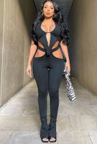 Summer Black Sexy Cut Out Top and Matching Pants 2 Piece Set
