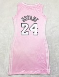 Summer Print Pink O-Neck Sports Tank Dress
